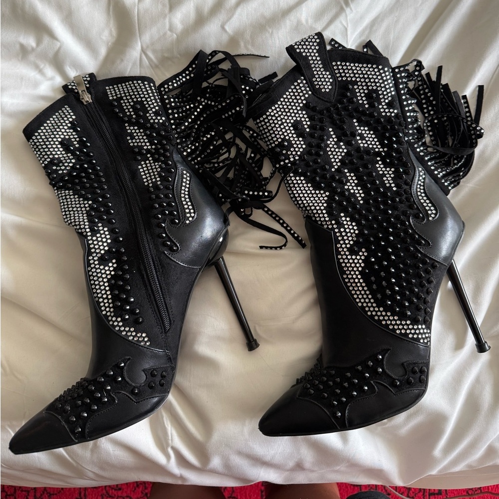 Rhinestone fringe super hot cowboy boots